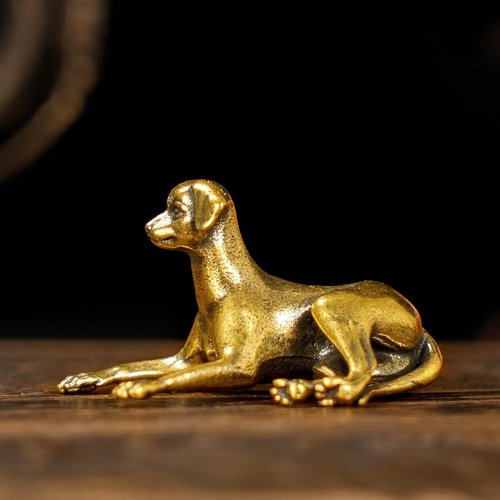 CHOVY Retro Crawling Dog Sculpture - Handcrafted Solid Brass Art Piece | Unique Home Decor Accent