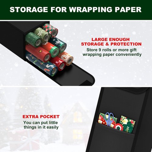 Christmas Wrapping Paper Storage Containers - 30 Inch Gift Organizer for 9 Rolls | Durable 600D Fabric