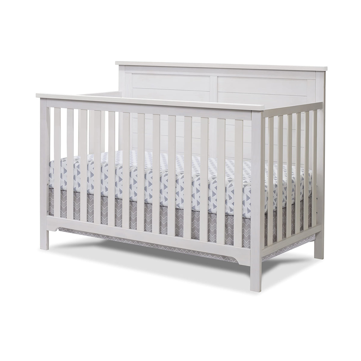 Sorelle Furniture Farmhouse 3-Piece Nursery Set with 4-in-1 Convertible Crib, 4-Drawer Dresser, and Changing Table with Shelves, Baby Furniture Made of Wood, Non-Toxic Finish-Weathered White