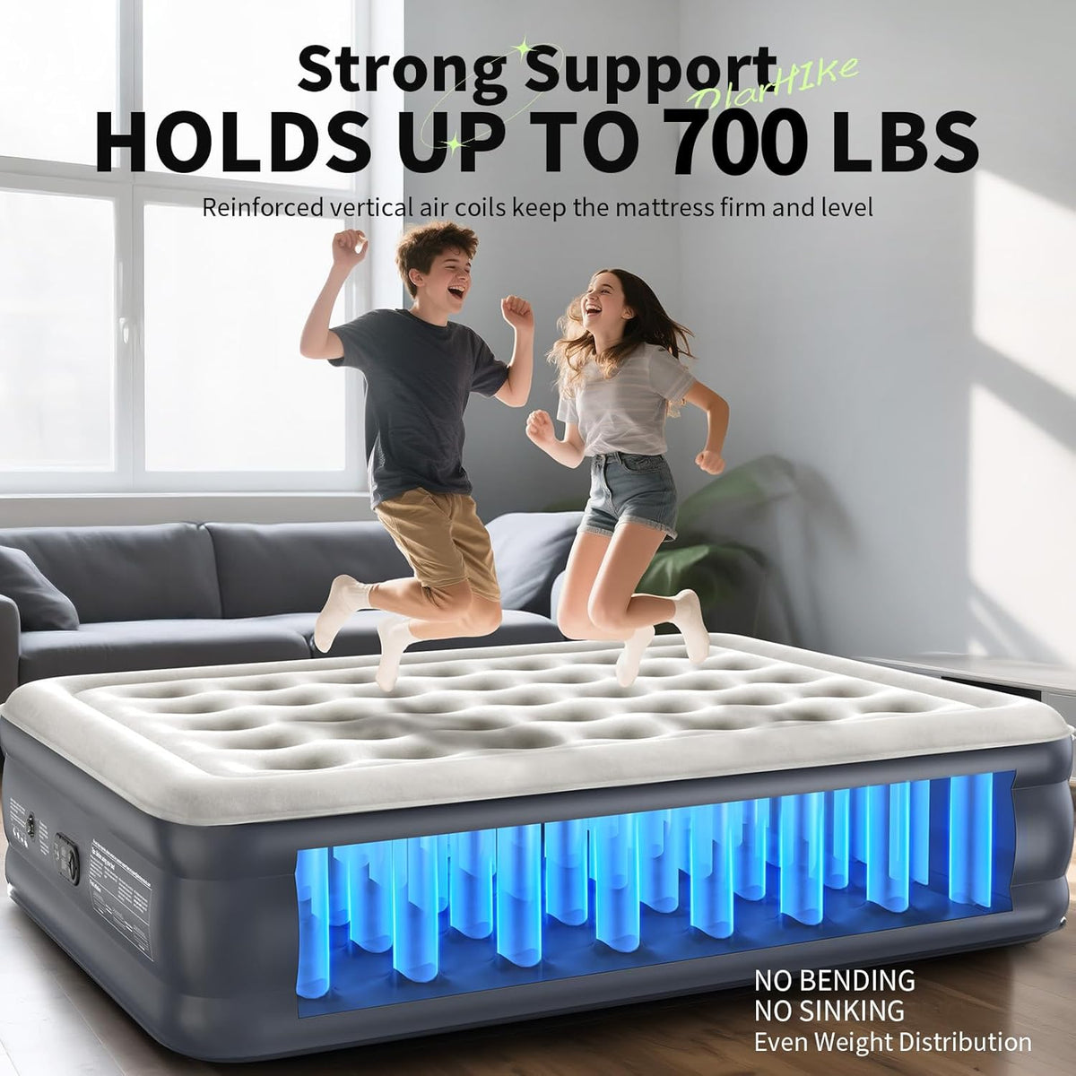 OlarHike Queen Air Mattress - Inflatable Bed with Built-In Pump | 18" Foldable Design for Home & Camping