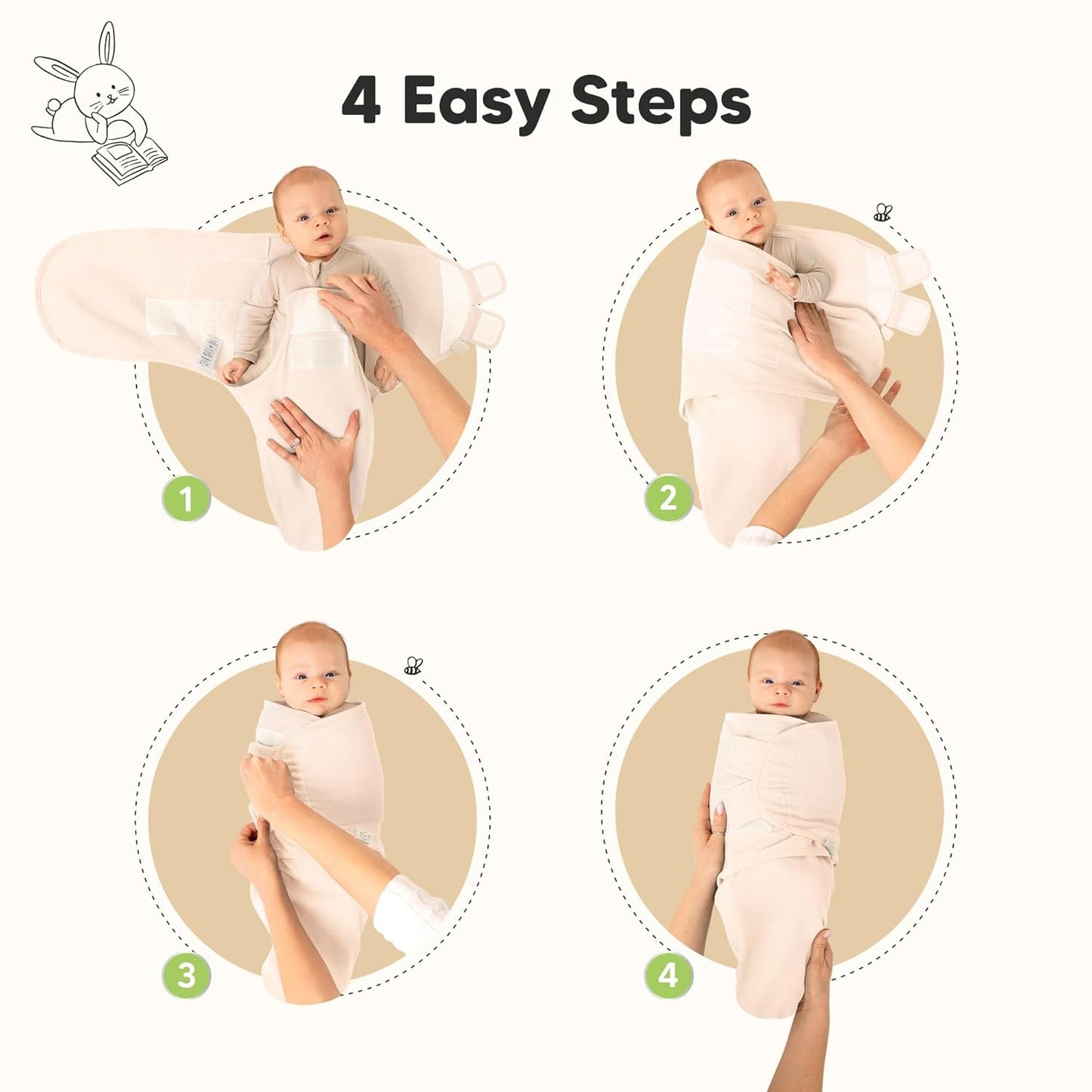 Angelic 3-Pack Organic Swaddles | Soft & Snug Baby Sleep Sacks for Newborns 0-3 Months