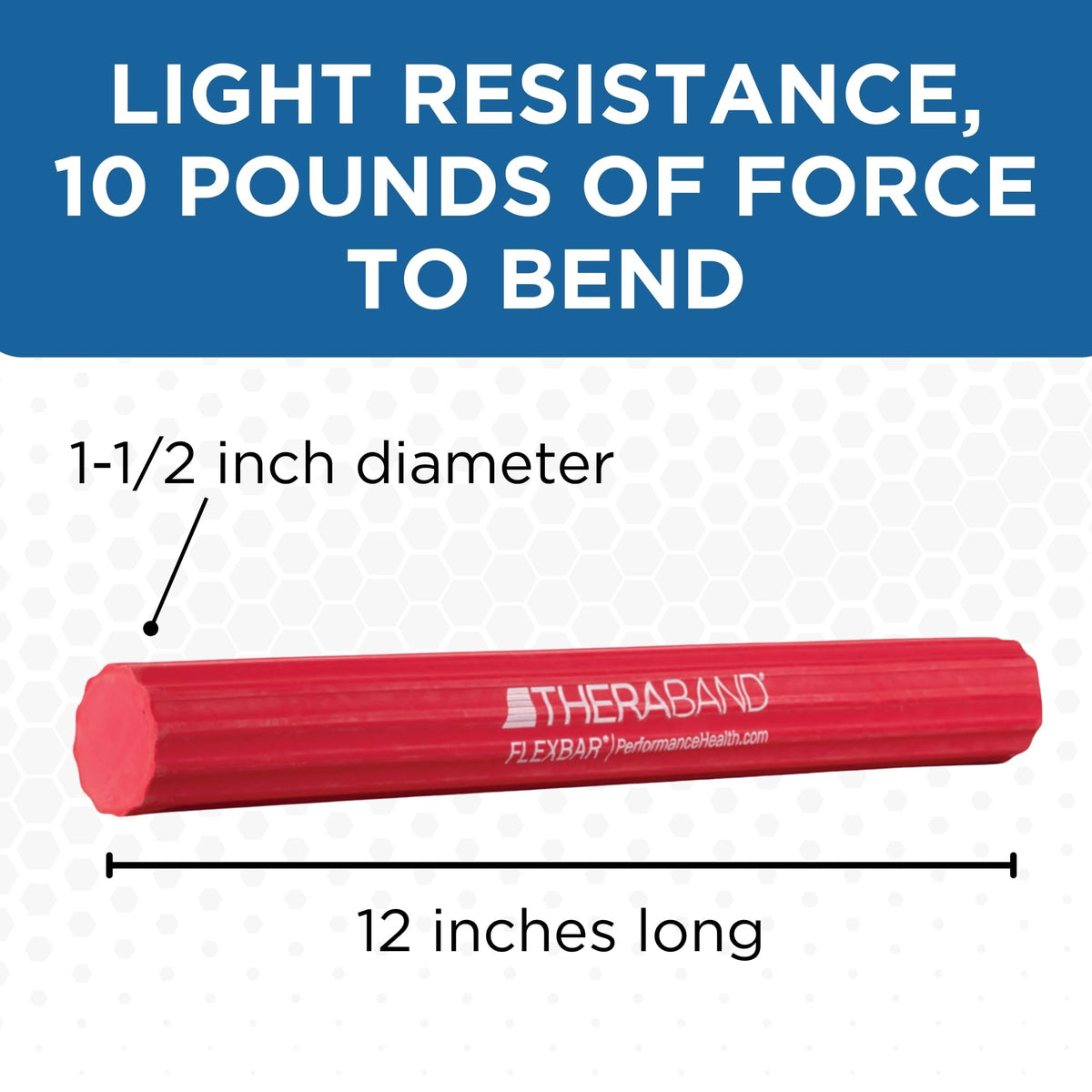 THERABAND FlexBar Resistance Bar, Light, Red Flex Therapy Bar for Physical Therapy, Wrist & Forearm Exercise Equipment, Non Slip Grip, Compact Design