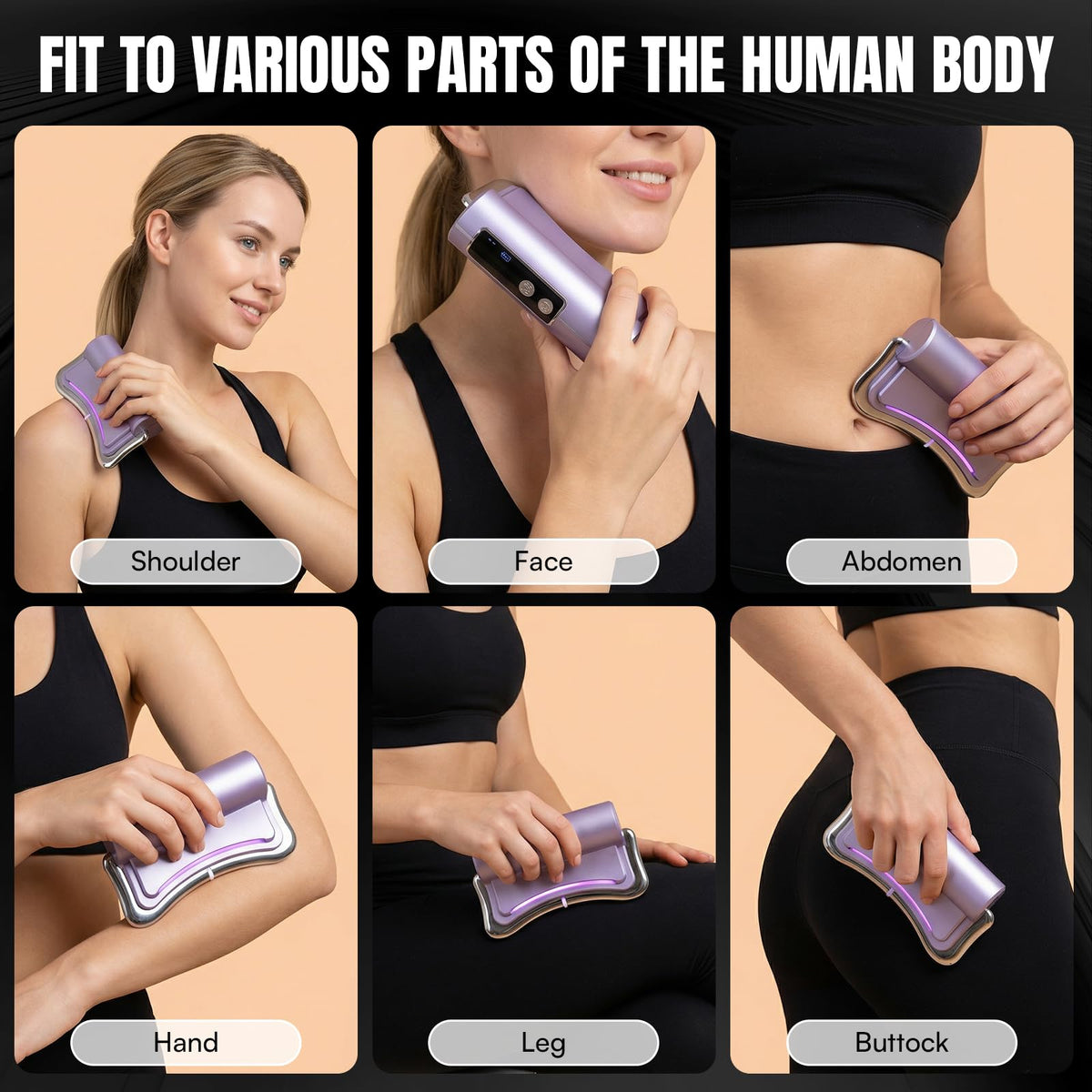 WINGROWHK 2026 New Upgrad Electric Muscle Scraper Tool for Full Body, Massage, Heated, Relaxation & Skincare, 4 Modes 3 Levels Multifunctional Gua Sha Tool Gifts for Family (Purple)