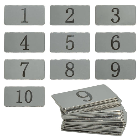 StayMax Rectangle Metal Numbered Tags Stainless Steel Number Tags Key Tags with No Holes (1-10)