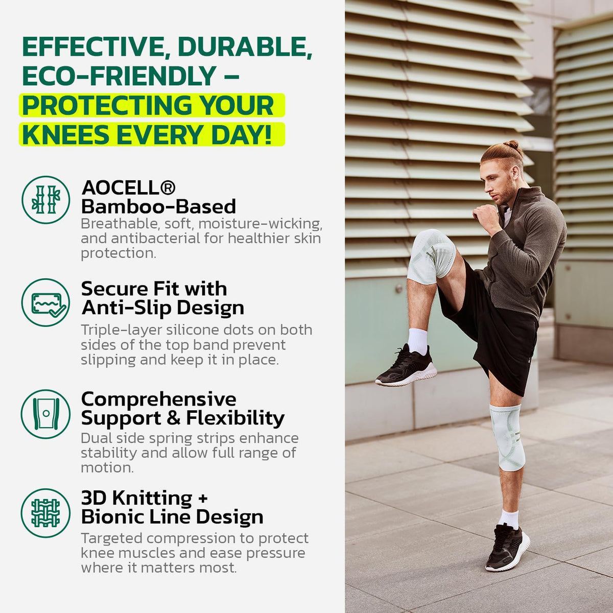 aoFIT Compression Knee Brace for Women & Men, 2 Pack AOCELL Knee Sleeve Support for Joint Comfort & Active Recovery – Breathable for Workout, Running, Gym, Sports, Fitness L