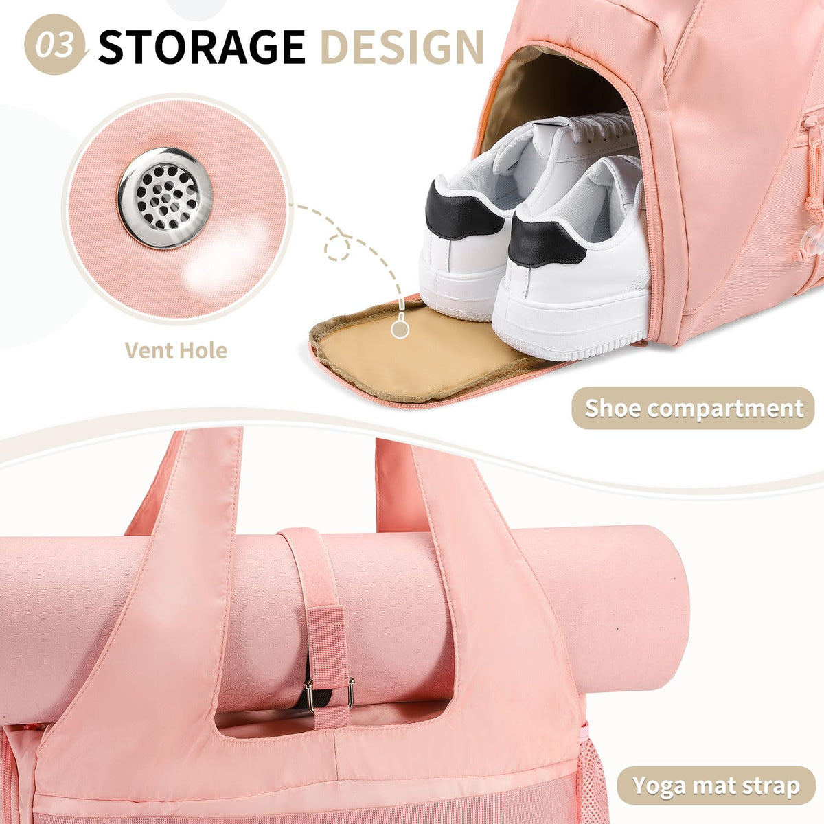SUIKIHUM Small Gym Bag for Women, Mini Duffel Bag with Shoe Compartment, Cute Sports Tote Bag Dance Yoga Mat Luggage with Crossbody Water Bottle Bag, Pink