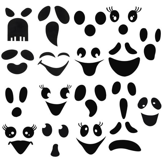 18 Pcs Cute Ghost Face Vinyl Decal Stickers for Halloween - DIY Craft Art Stickers, Wall Decals, Glass Window Sticker