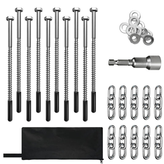 15 Pack Screw in Tent Stakes Heavy Duty,8 ’’ Ground Anchors Screw in,Metal Stakes with Hex Head Driver and Sturdy Storage Bag. (15)