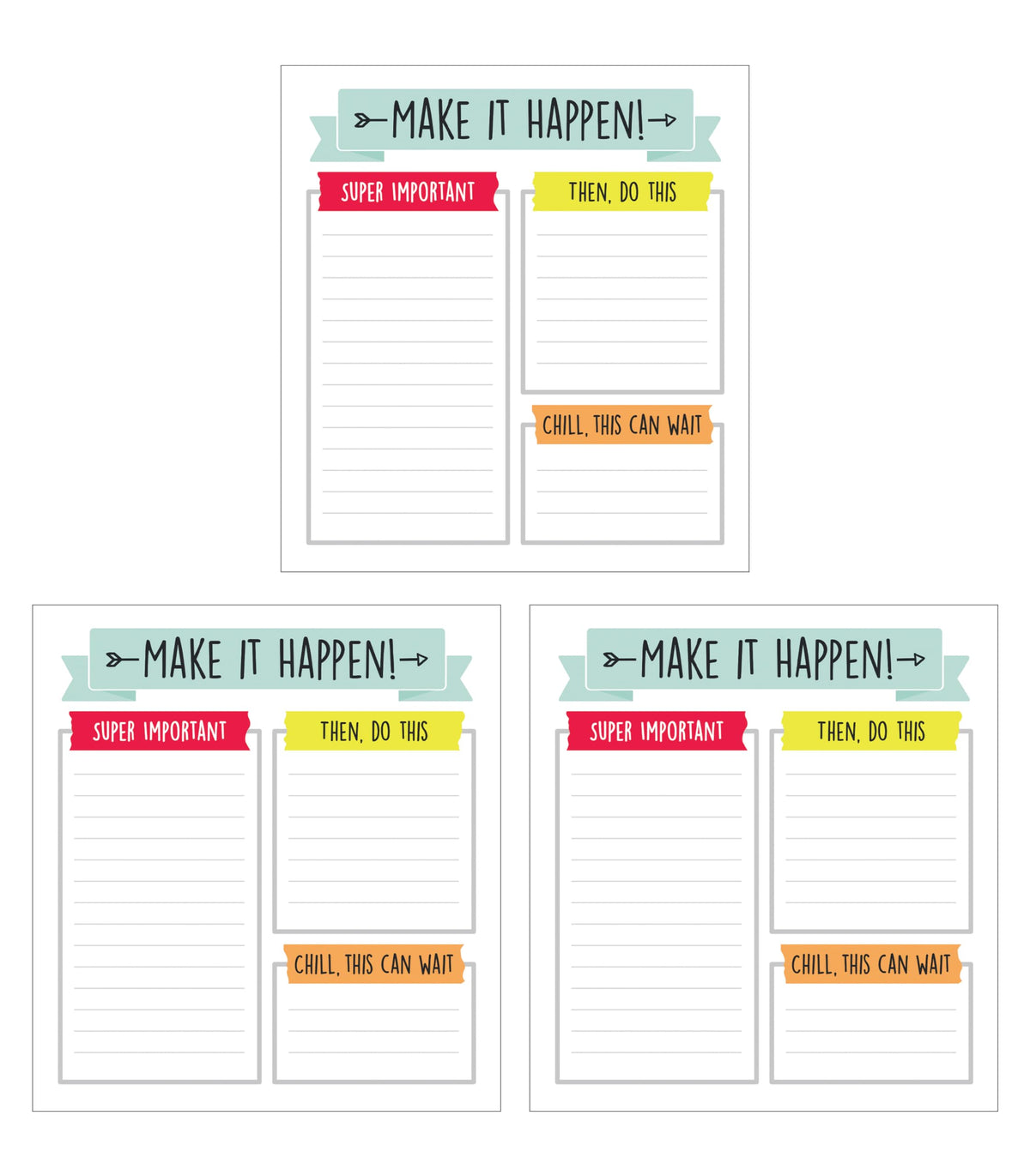 Carson Dellosa Aim High Notepad 3-Pack Set, Note Pads for To Do List, Goals, Checklist, and Classroom Organization Stationary, Desk Accessories and Office Supplies