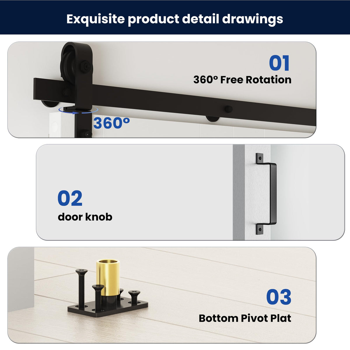 SMARTSTANDARD 72in x 84in Bifold Barn Door, Frosted Glass Barn Door with Hardware Kit Included, Pre-Drilled Holes Easy Assembly -Solid Barn Doors Slab Covered with Water-Proof PVC Surface, White