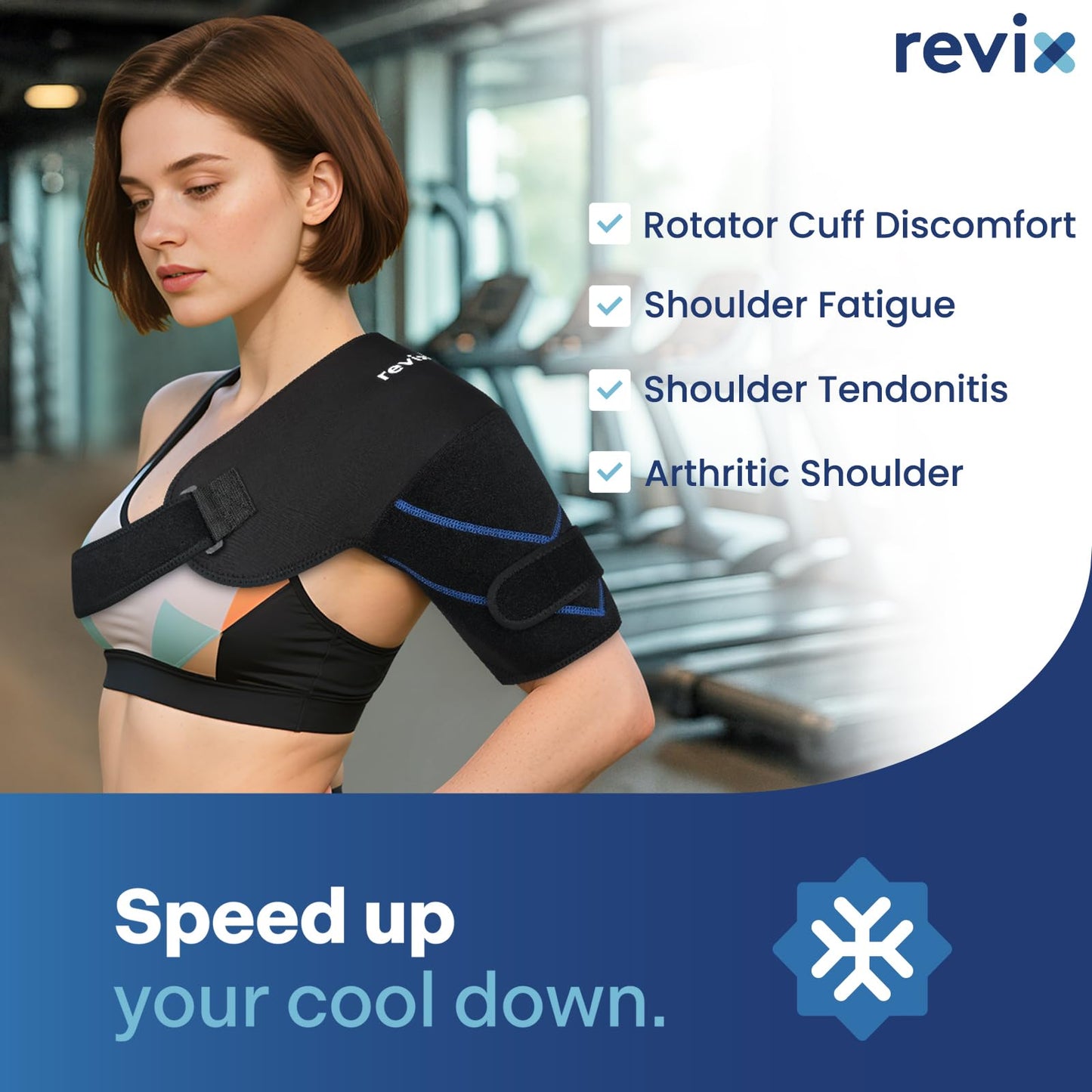 REVIX Shoulder Ice Pack Wrap, Ice Shoulder Brace for Rotator Cuff and Arm, Reusable Gel Cold Therapy Wrap for Discomfort Relief & Muscle Relaxation