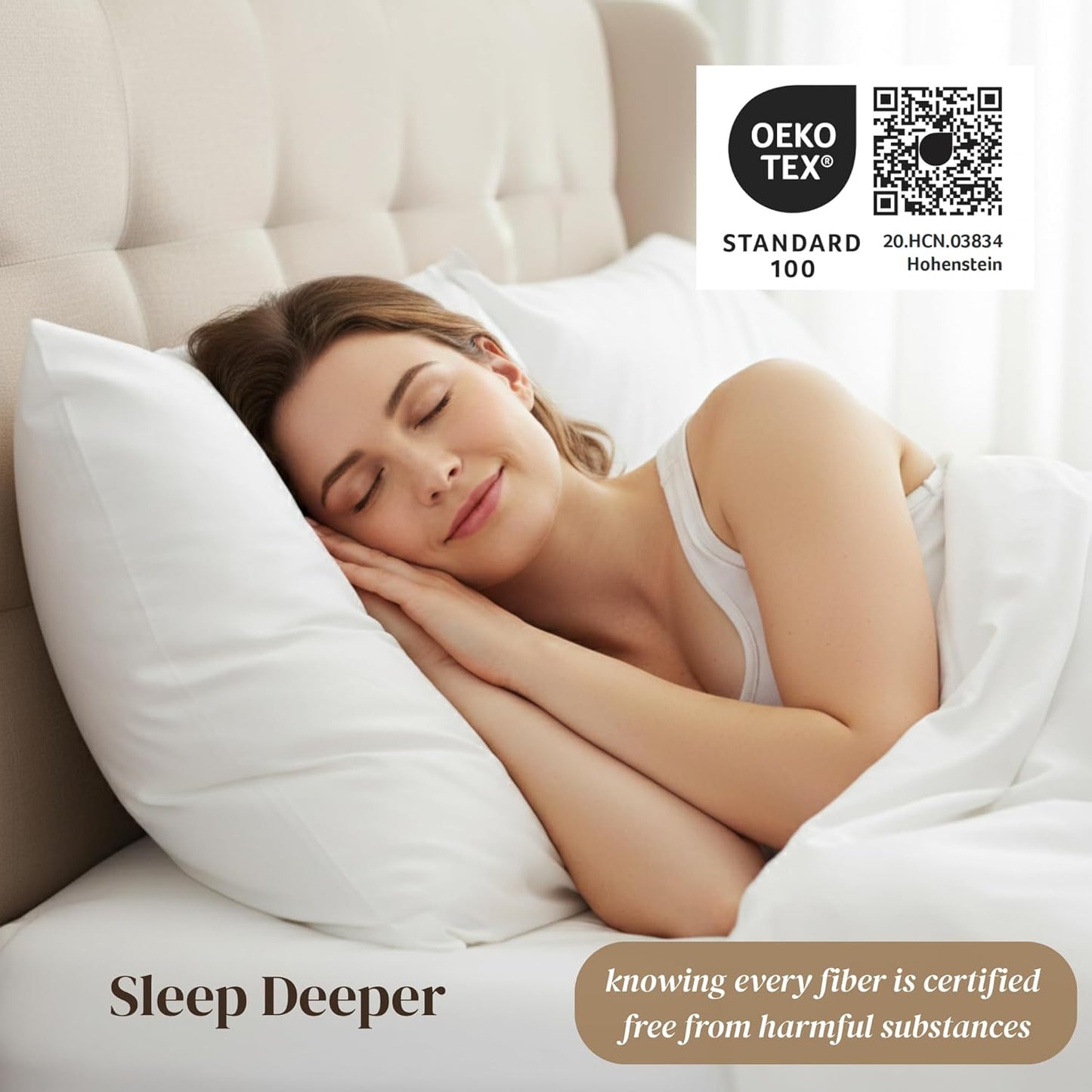 Beckham Hotel Collection King Size Sheet Set - 100% Cotton Sateen, Silky Smooth & Soft, 16” Deep Pocket | White