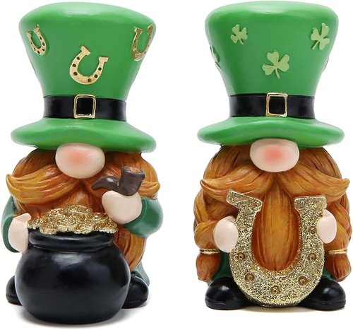 Hodao St. Patrick's Day Gnomes - 2 PCS Green Elf Table Ornaments | Festive Home Decor