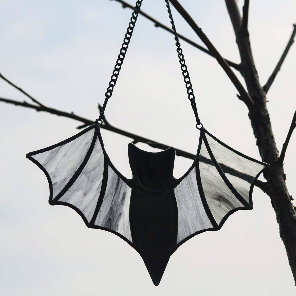 HAOSUM Halloween Bat Decoration Stained Glass Window Hangings - Bat Suncatcher Ornaments Spooky Bats Craft Window Decor Gifts(3.9"×3.9")