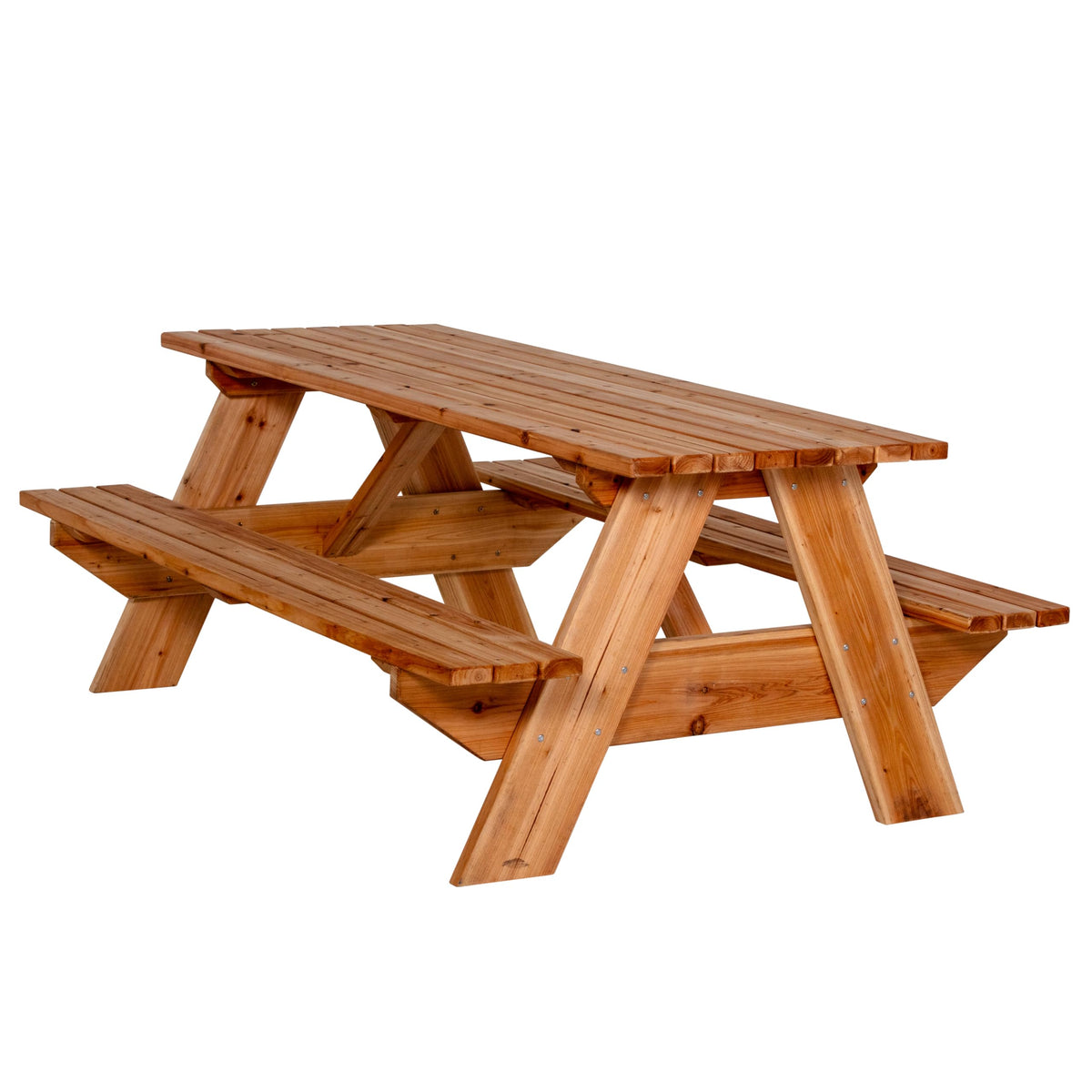 Jack and June Premium Cedar Wood Rectangular Picnic Table Easy Assembly Rounded Corners Comfortable for Kids and Adults