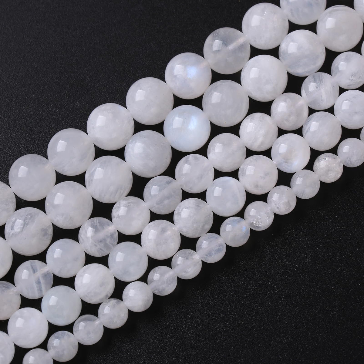 160PCS 4MM Natural Stone White Moonstone Gemstone Semi Precious Beads for Jewelry Making DIY Bracelet