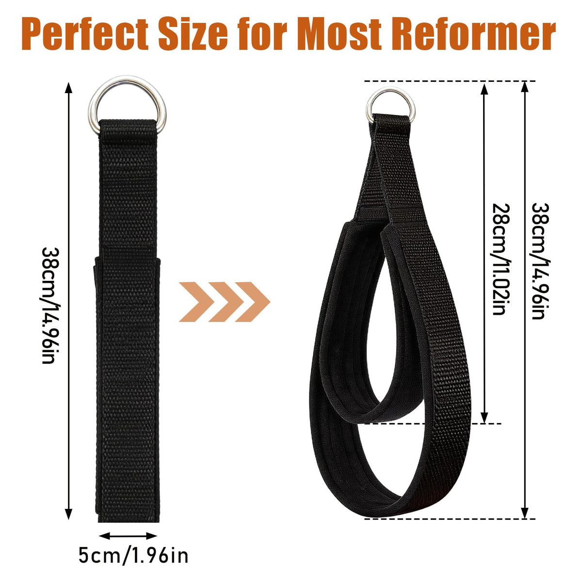 Pilates Loops Compatible with Tonal Smart Home Gym, Double Loop Soft Lined Pilates Straps with T Lock Adapter, W/Snap Hooks, D-Ring Straps for Home Gym & Yoga Workout Accessories (2Pcs)