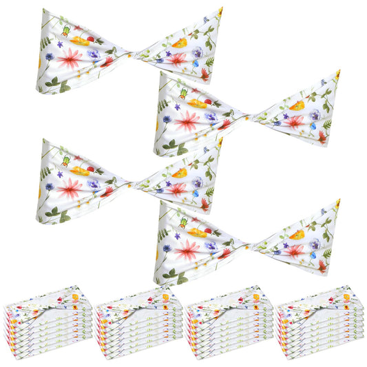 Newwiee Floral Spandex Chair Sashes Floral Print Elastic Chair Sashes Bow Polyester Chairs Cover Bands Ties Without Buckle for Birthday Party Decor