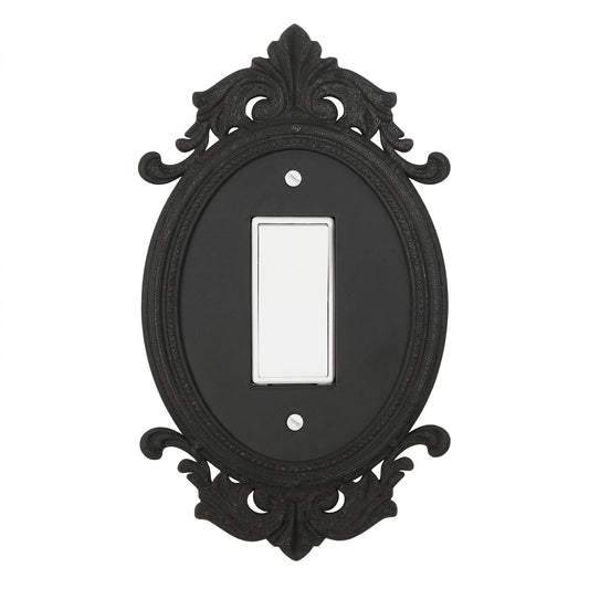 Oval Decorative Rocker Switch Plate Cover Single-Gang Wall Plate, Vintage Victorian (Black-19)