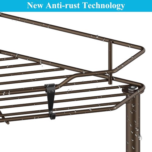 HuggieGems 4-Tier Floor Standing Corner Shower Caddy Organizer - Bronze Bathroom Shelf with Hooks