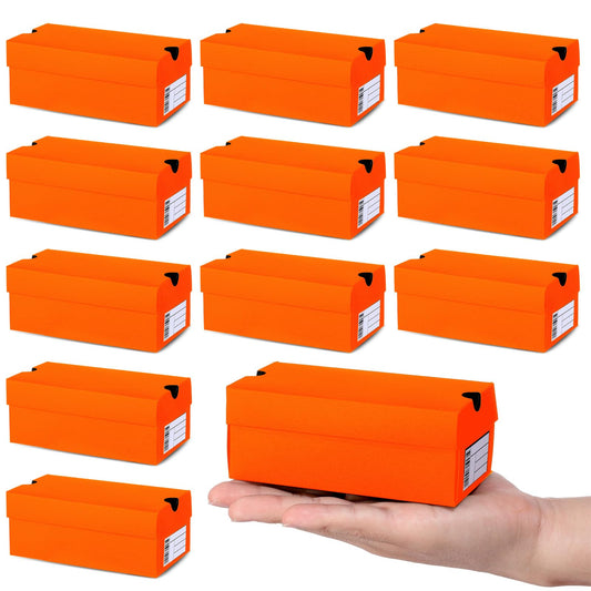 12 Sets Mini Shoe Gifts Boxes Mini Sneaker Boxes 4.7x2.5x2 Small Shoe Cases Cardboard Sports Theme Small Gift Case with Writable Label Birthday Party Favor for Candies Cookies Snacks Orange
