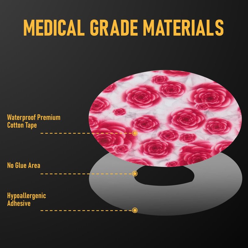 ANGTICS 30 Pcs Dexcom G7 Over Patches, Waterproof & Breathable CGM Sensor Patches, Flexible Pre-Cut Adhesive Tape, Long-Lasting Up to 10 Days Glucose Monitor Covers (Rosy Dream Sonnet)