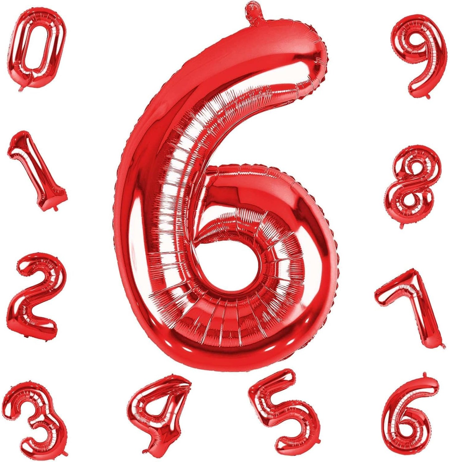 Self-Inflating 40-Inch Red Number 6 Balloons by [Brand Name] | Foil Mylar for Birthday Parties & Anniversaries