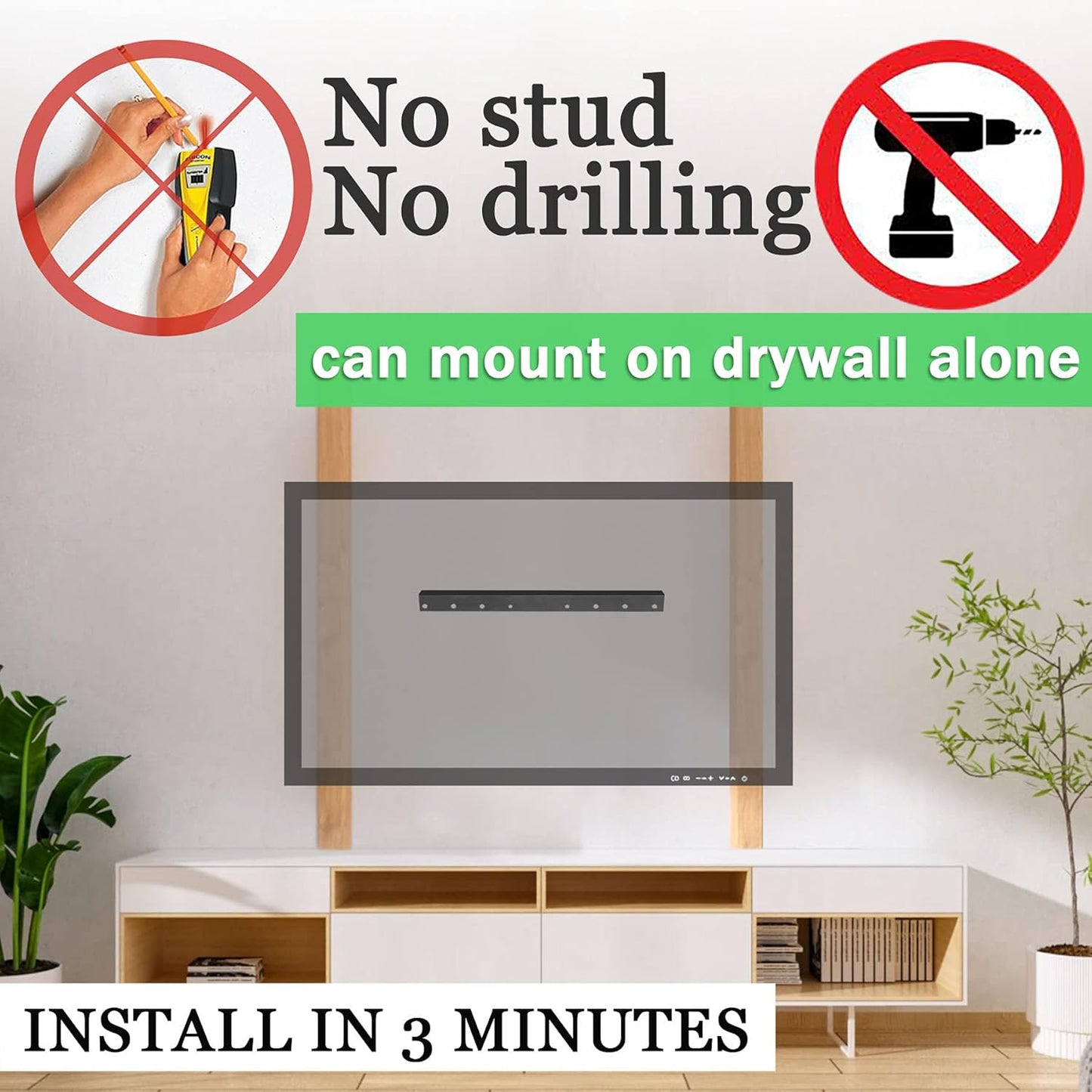 No Stud TV Wall Mount by [Brand Name] - Easy Install Drywall Hanger for 12-55 Inch TVs Up to 99 lbs | No Damage, No Drill