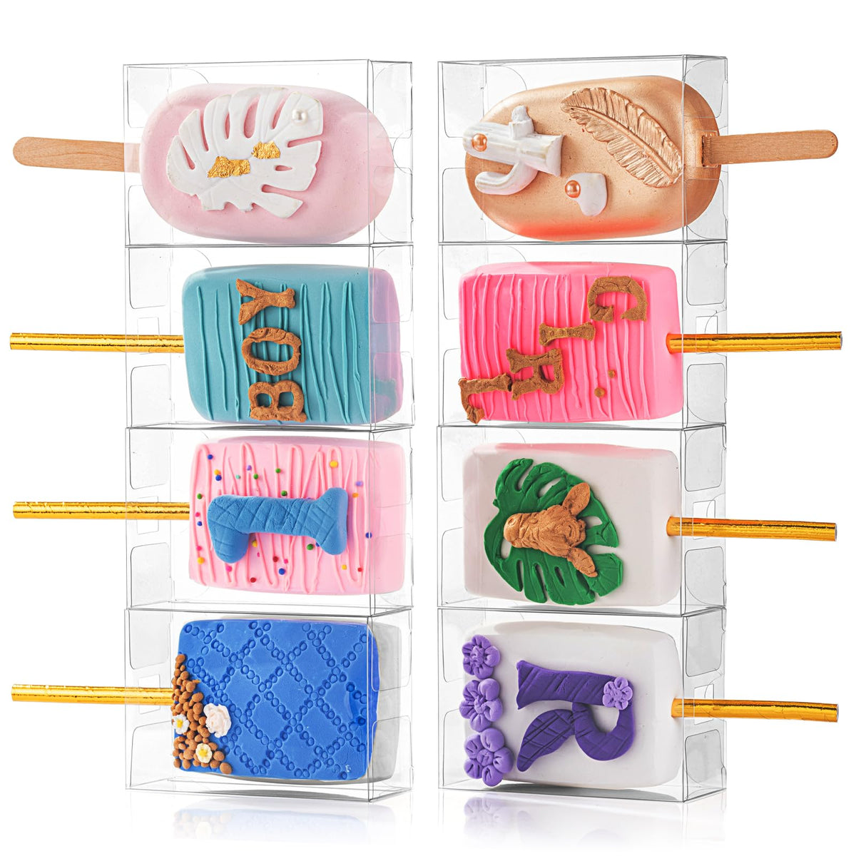 JCXGRVC 101PCS 3.5"x 2.4"x 1.38"Clear Rice Krispie Treat Boxes with Hole Cakesickle Boxes Small Macaron Box Candy Boxes Treat Boxes Party Favors Box