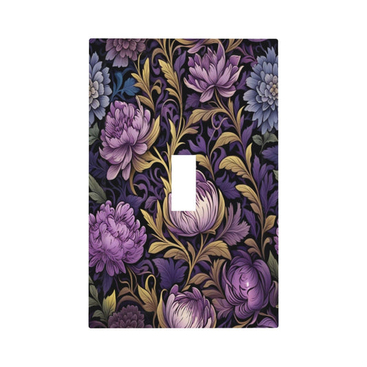Light Switch Cover Plate William Morris Purple Vintage Floral Leaves 1 Gang Single Toggle Decorative Switch Plates Wall Plates Electrical Faceplate for Bathroom Bedroom Decor