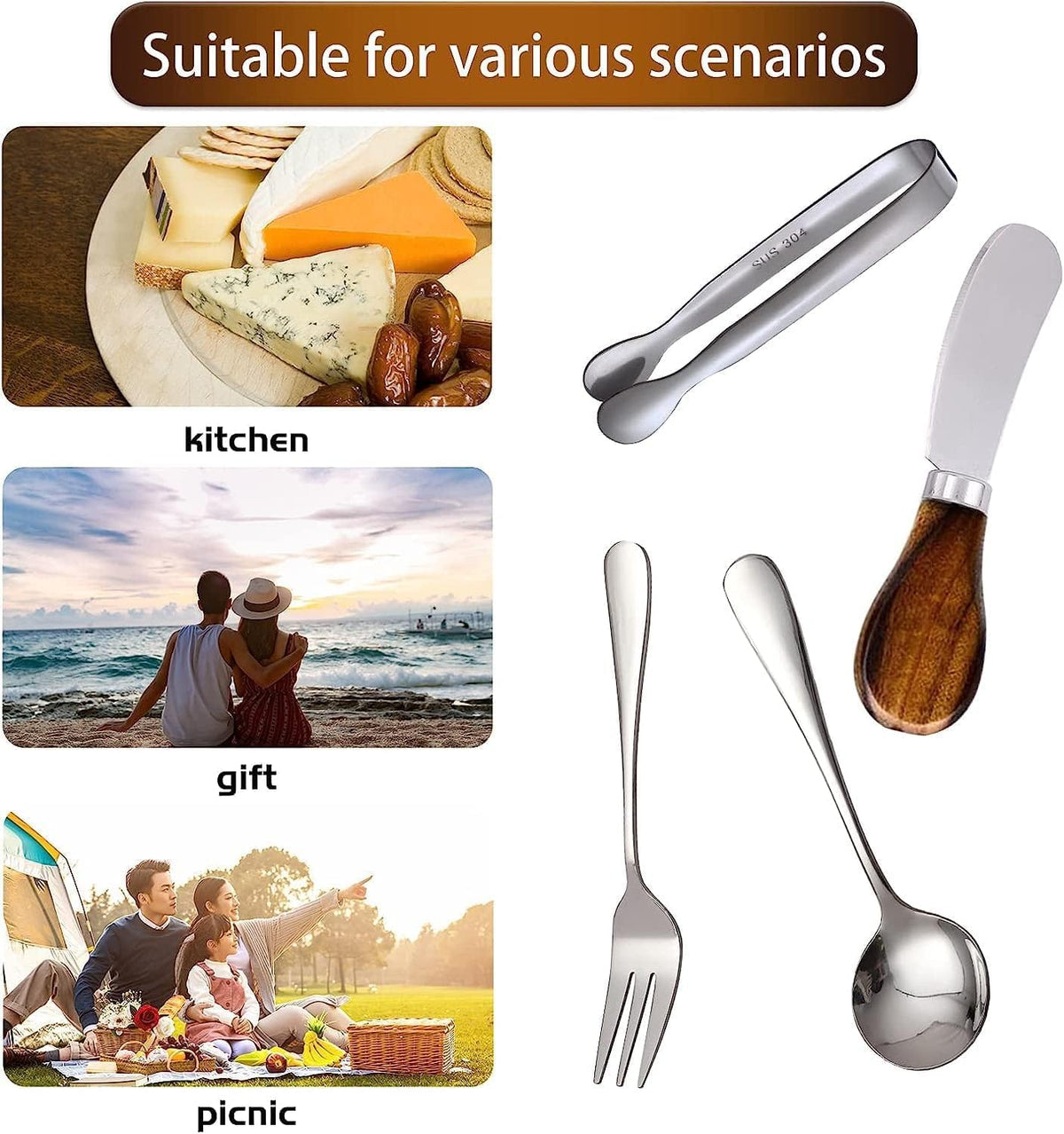 Charcuterie Accessories(25 Psc), Cheese Spreaders For Charcuterie Board, Mini Serving Spoons, Blank Toothpick Flags, Bowl For Christmas Pastry Making, forks And Mini Serving Tongs