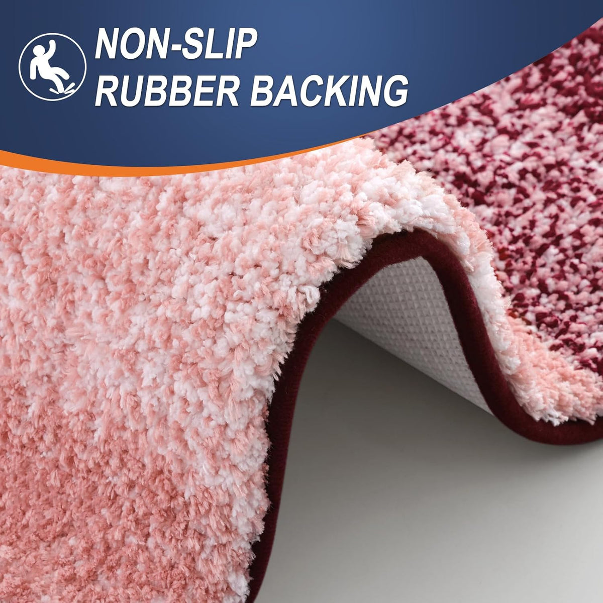 OLANLY Luxury U-Shaped Toilet Rugs - Extra Soft, Absorbent Microfiber Bath Mat, 24x20, Red