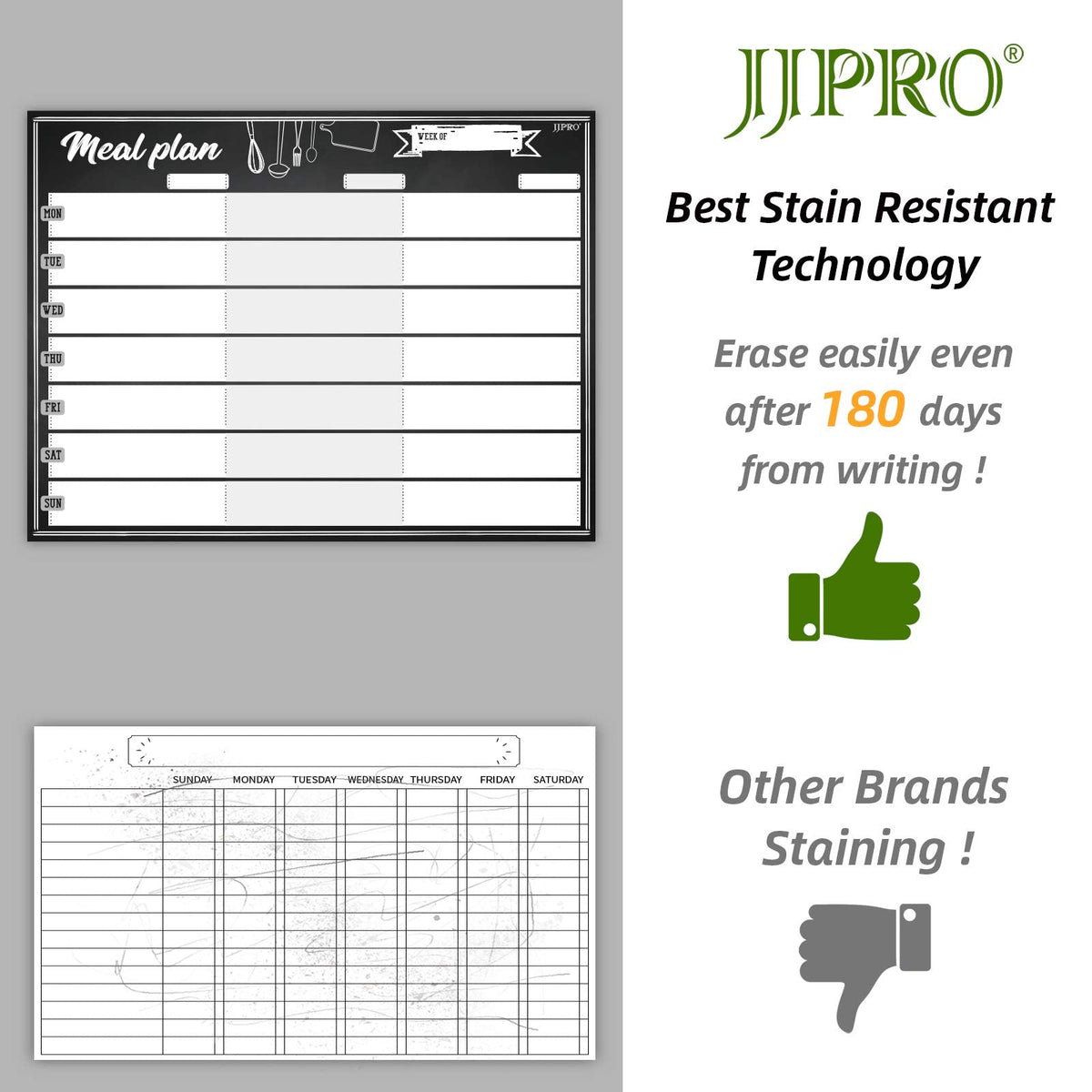 JJPRO Magnetic Dry Erase Meal Planning Whiteboard for Refrigerator-One 14.5x11 Weekly Menu Board and Two Notes Whiteboard for Kitchen Fridge-Refrigerator Organizer with Meal Planner Boards
