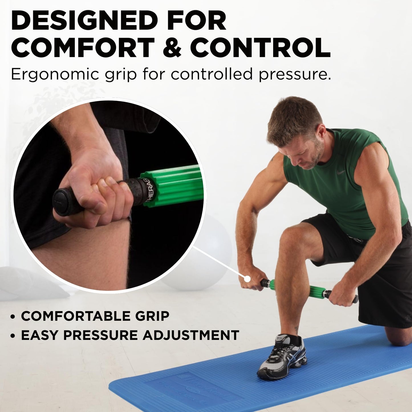 Theraband 13076 Muscle Roller Stick for Self-Myofascial Release, Deep Tissue Massage Rolling Pin, Trigger Point Release and Muscle Soreness, Old Version, One Size