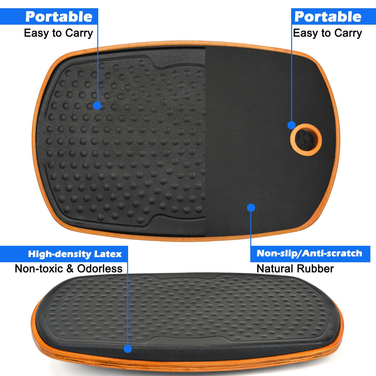 Ergohead Standing Desk Anti Fatigue Mat Balance Board, 360° Rotation Exercise Wooden Wobble Board Stability Rocker Perfect for Office, Workstation, Home, Gym, Kitchen