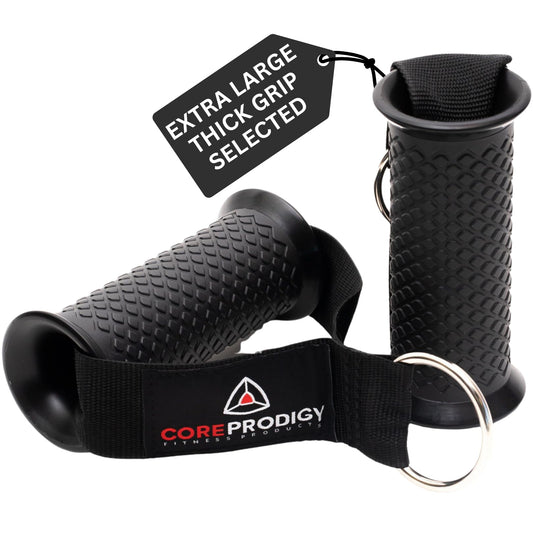 Core Prodigy Heavy Duty Exercise Handles Extra Large Size - Grip Attachments for Cable Machine Pulleys, Gym Equipment, Resistance Bands, and Weight Lifting (Fat/Thick)