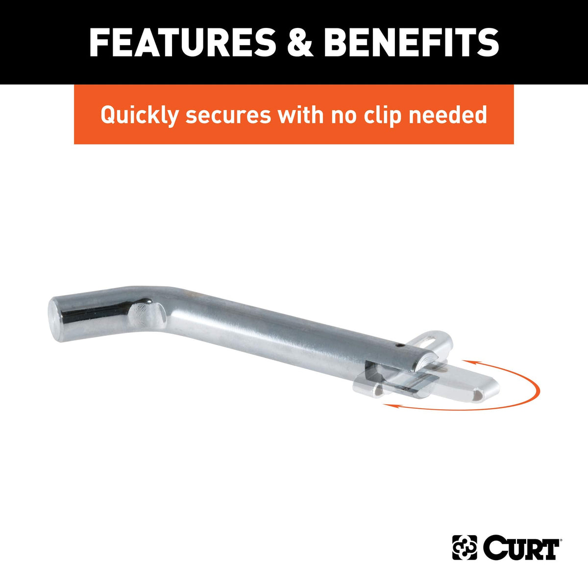 CURT 21551 Swivel Trailer Hitch Pin, 5/8-Inch Diameter, Fits 2-Inch Receiver,Chrome