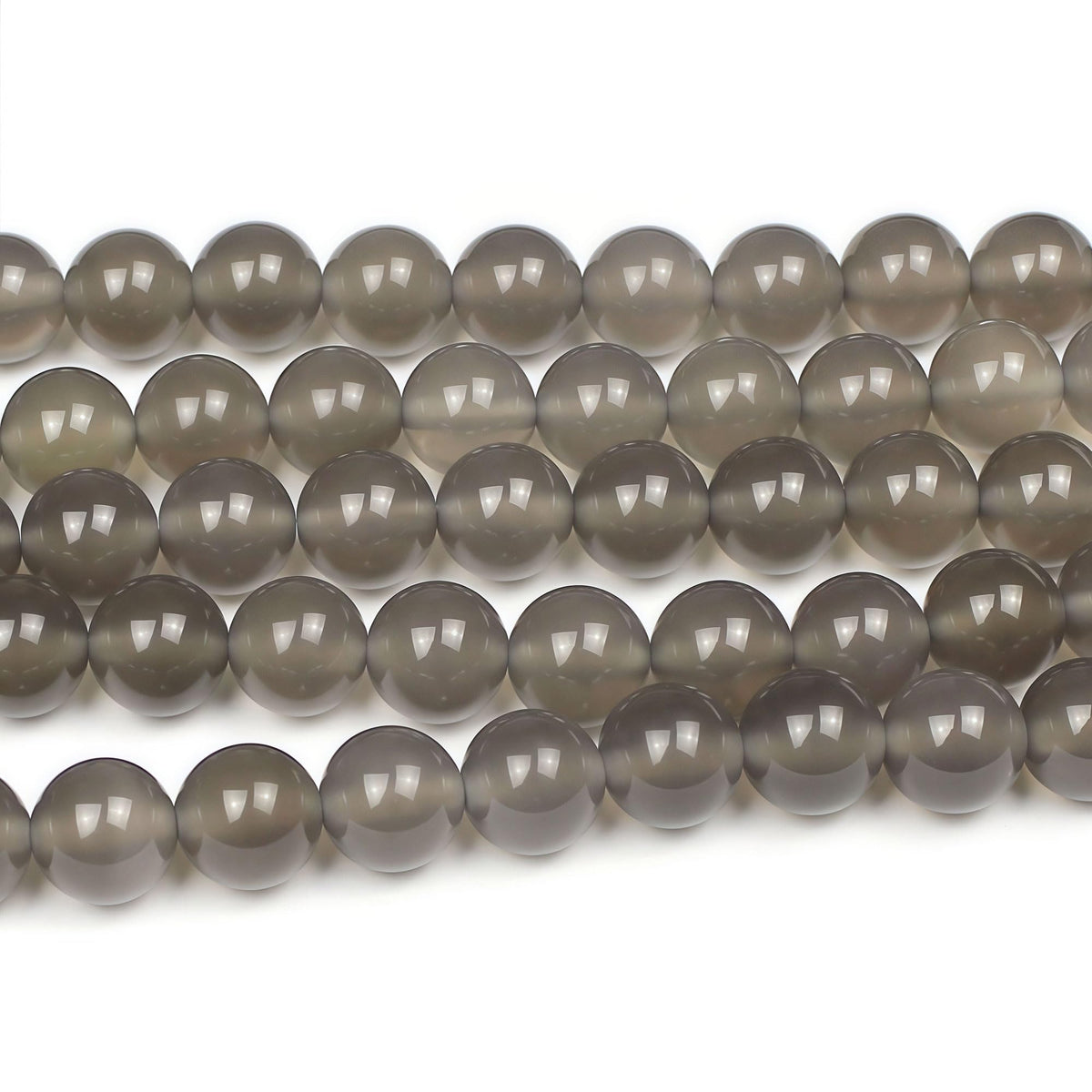 MJDCB 7A Natural Grey Agate Gemstone Round Stone Beads for Jewelry Making DIY Bracelet Necklace (12mm)