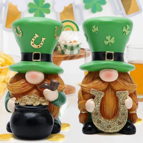 Hodao St. Patrick's Day Gnomes - 2 PCS Green Elf Table Ornaments | Festive Home Decor