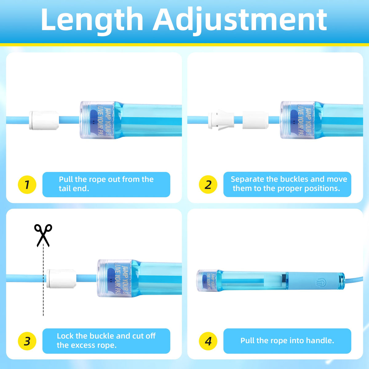 YUEDONG Kids' Double Bearing Jump Rope - Adjustable 2.8m Durable PVC Skipping Rope with Anti-Slip Grip & Fingerprint Grooves for Boys & Girls, Smooth Fast Spin for Home Exercise & School PE (1, BLUE, 280MM)