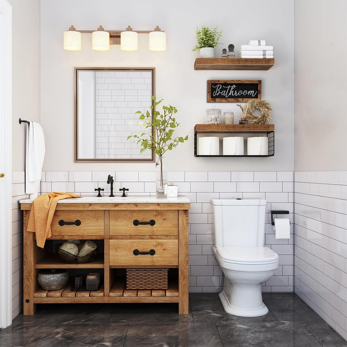 QEEIG Bathroom Shelves - Over Toilet Storage Set of 3 | Stylish Bathroom Decor Bundle