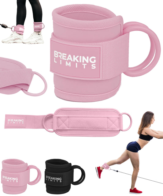 Pink Ankle Straps for Cable Machines Women - Cable Kick Back Ankle Cuffs for Cable Machine - Ankle Bands for Working Out - Tobilleras para Mujer Gym - Leg Cuffs for Gym Cable - Poleas para