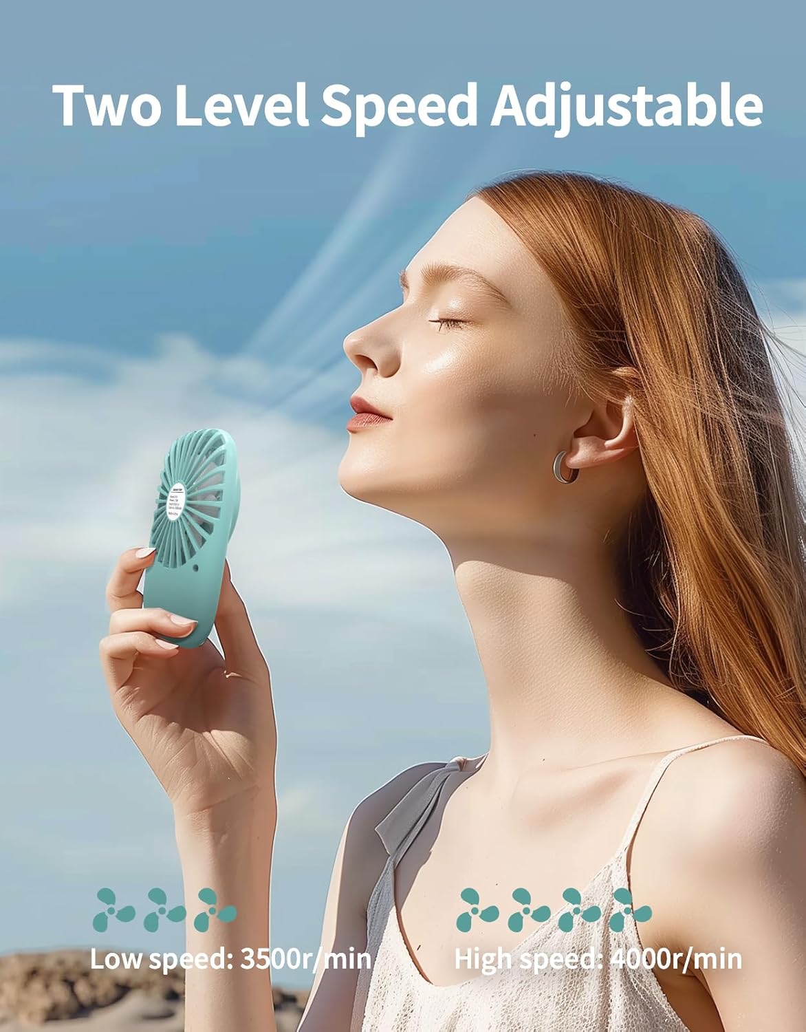 Aluan Handheld Mini Fan - Powerful USB Rechargeable Personal Fan for Home & Travel - Blue