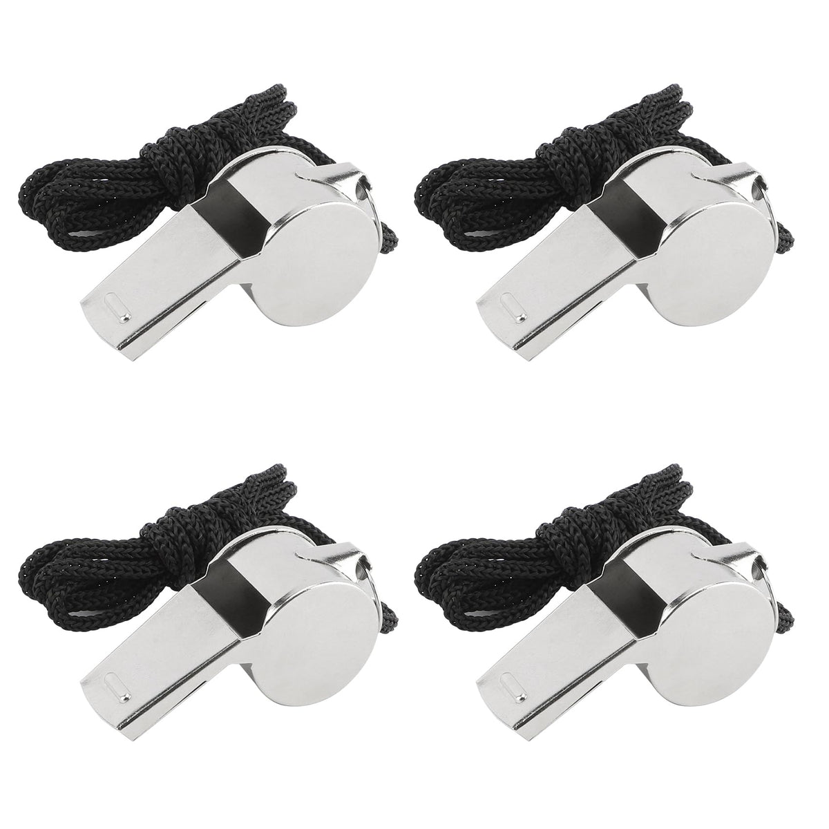 Whistle, 4 Pcs Whistle for Coaches Stainless Steel Whistles with Lanyard Referee Whistle Emergency Coach Whistles Teacher Whistle Loud Crisp Sound Whistle for Adults Teachers Pet Training Sports