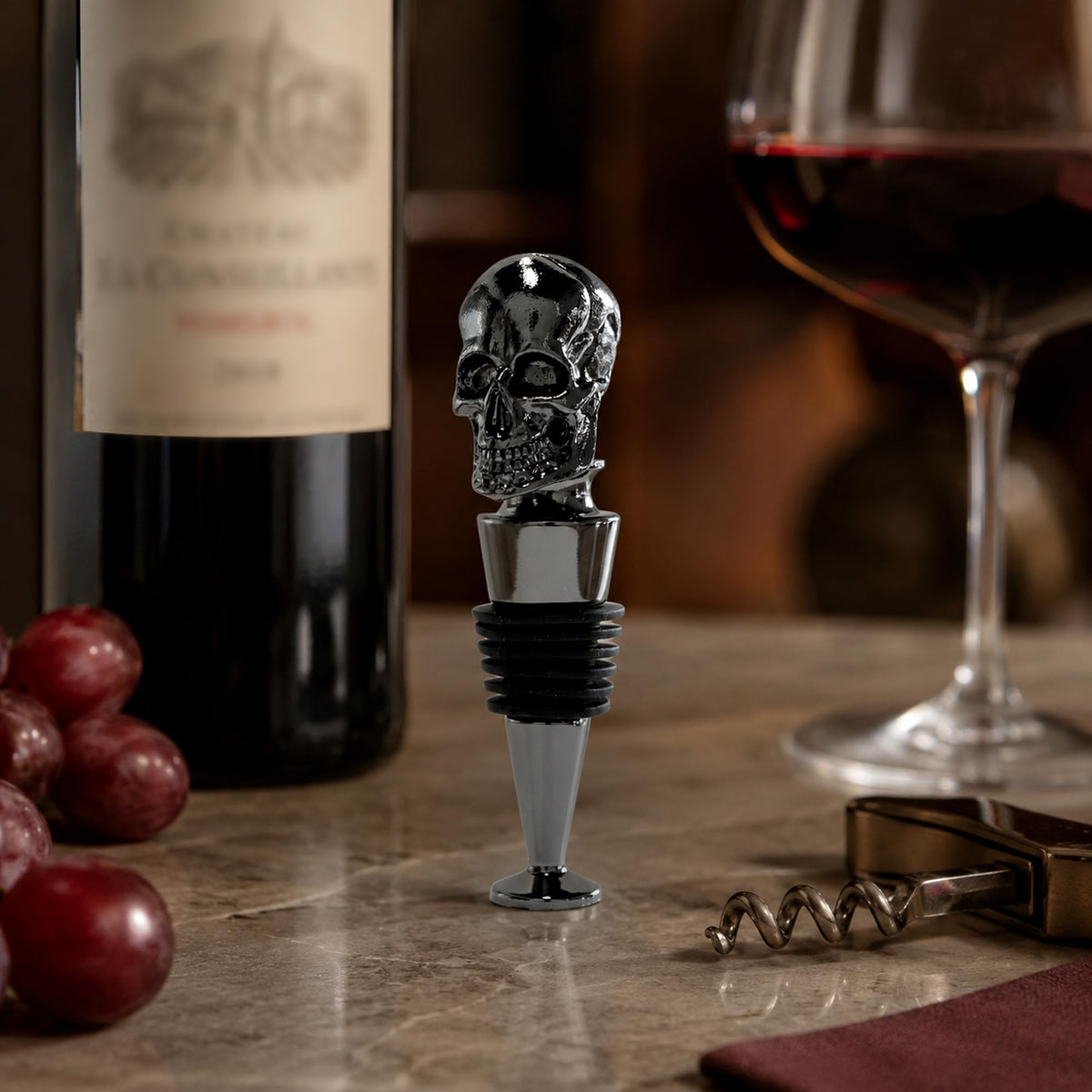Gothic Skull Wine Stopper, Bottle Stopper Wine Saver, Reusable Wine Corks