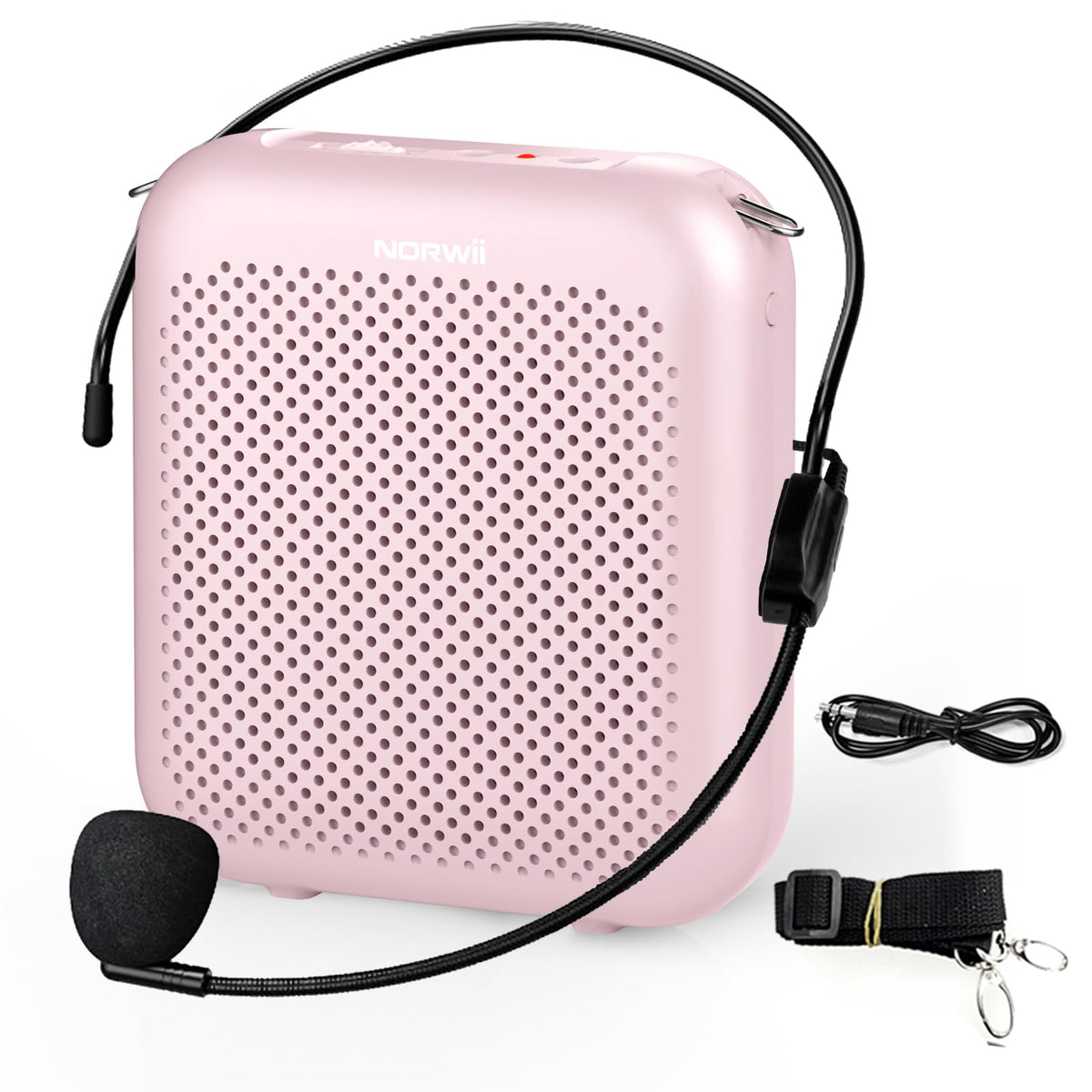 Norwii Bluetooth Voice Amplifier, Power Amplifiers, Portable Mini Wired Microphone Headset for Teacher Classroom & Outdoor Lectures, Teaching, Tour Guides, USB-C Rechargeable - 2000mAh, Pink