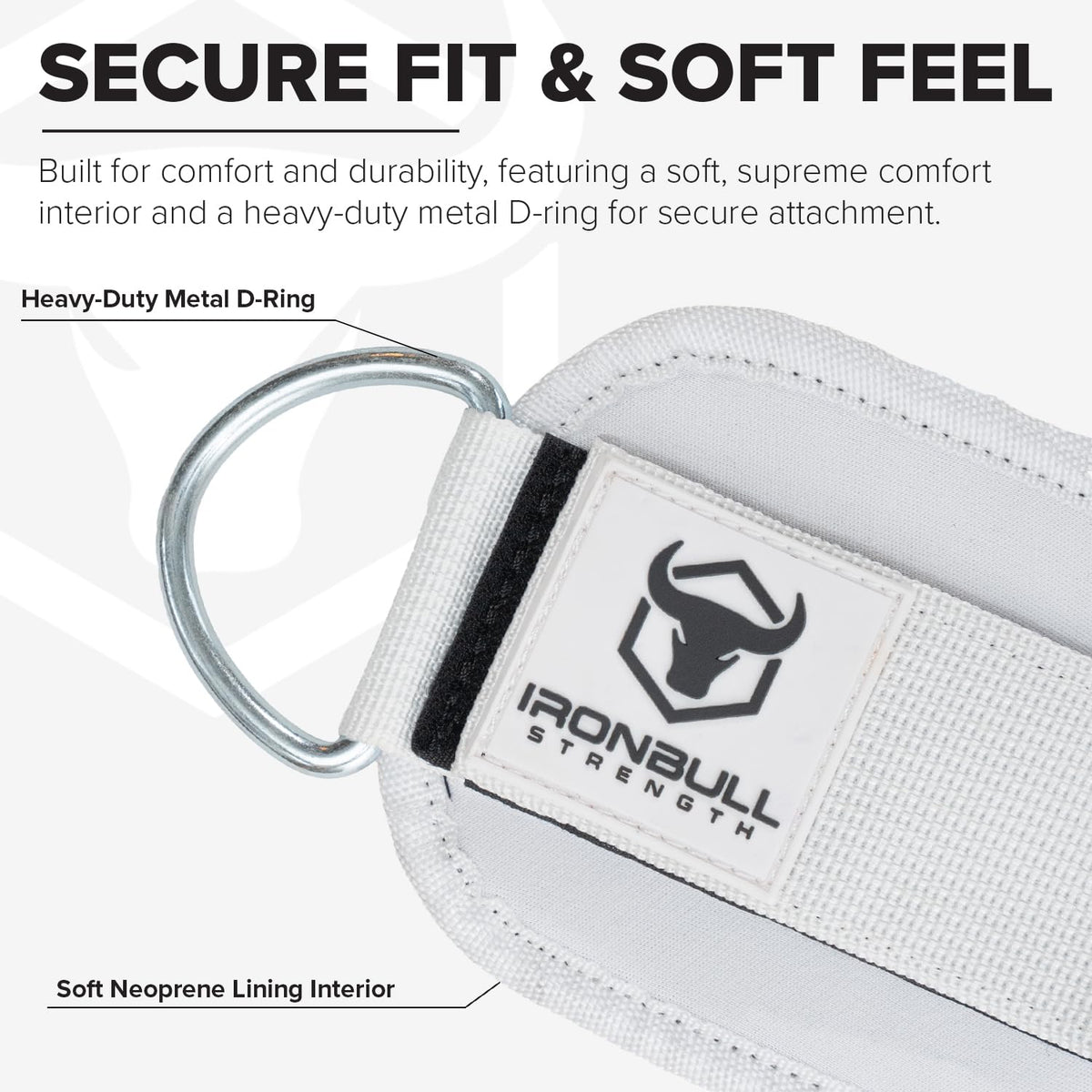 Women's Ankle Strap for Cable Machines & Resistance Bands: Gym & Home Workout Cuff Attachment for Leg Extensions, Kickbacks, Hip Abductors - Booty Exercises (White, Pair)