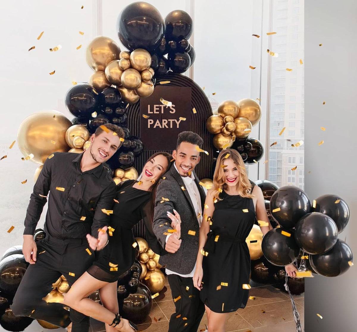 BAUANOOY Metallic Gold Balloons - 100pcs Chrome 12 Inch Balloons with Gold Ribbon for Celebrations
