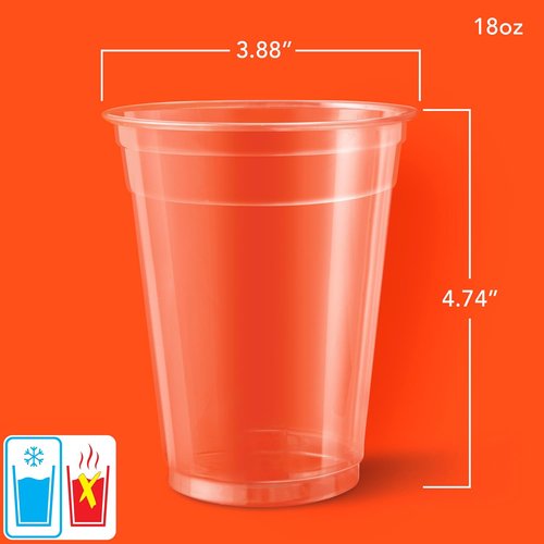 Hefty Clear Plastic Party Cups - 18 Ounce, 140 Count | Ideal for Events and Gatherings
