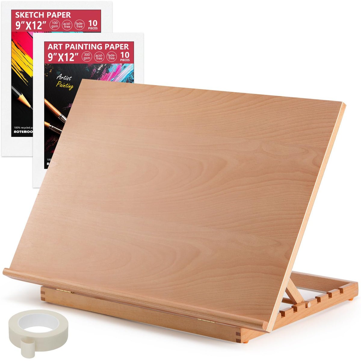 Tabletop Easel for Painting, 24.88"x17.28" Extra Large Adjustable Beechwood Drawing Board, Art Easel for Painting Sketching and Display Stand, Ideal for Diamond Art